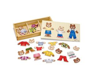 Melissa & Doug Puzzles de Madera, Vestir a los Osos de la Familia, Puzzles de Animales, Rompecabezas de Madera, Juego Creativo para Niños, 3, 4, 5, 6, 7 + Años, Regalos para Niños y Niñas