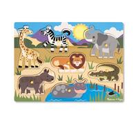 Melissa & Doug Rompecabezas de encastre de Madera, Safari, Juego clásico Educativo, Juguetes de Madera, Juguete de desarollo y Aprendizaje para niños y niñas de 2 a 4 años
