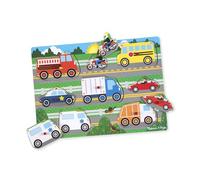 Melissa & Doug Rompecabezas de encastre de madera, Vehiculos y transportes, Juego clásico educativo, Juguetes de madera, Juguete de desarollo y aprendizaje para niños y niñas de 2 a 4 años