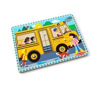 Melissa & Doug- Wheels On The Bus Puzzle Sonoro con Filastrocca, 6 Pezzi, Multicolore, 10739