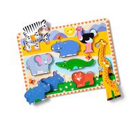 Melissa & Doug Safari Wooden Chunky Puzzle With Wild Animal Theme (8 Pcs) - FSC