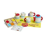 Melissa & Doug Steep & Serve Wooden Toy Tea Set , Wooden Toys , Kids Tea Set , Pretend Play , Play Food , Tea Party Set Kids Age 3+ , Gift for Boys or Girls , Tea Set for 3 year old Girls