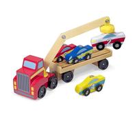 Melissa & Doug Wooden Car Transporter Toy Truck, Magnetic Wooden Cars & Truck Toy Crane , Wooden Toys for 3 Year Old Boy Gifts , Toy Car Set , Toddler Toy Cars for 3+ Year Old Boys & Girls 3 4 5 6