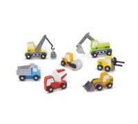 Melissa & Doug Set de 7 vehículos de construcción de Madera con Partes móviles, Juguetes de Calidad, Vehículos, Regalo para niños y niñas de 3 4 5 6 7 Años