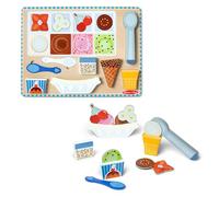 Melissa & Doug Set de juego con puzzle magnético de madera de helado, 16 piezas magnéticas con cuchara para servir helado, juguetes de madera para niños y niñas a partir de 2 años