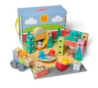 Melissa & Doug - Set de juego Blockables Ciudad - Bloques de madera conectables, 73 piezas, 2 años+