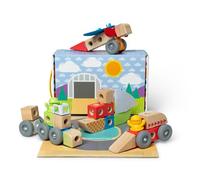 Melissa & Doug - Set de Juego de Vehículos: Bloques Construcción Niños de Coche, Barco, Avión de Madera, 54 Piezas - Juguetes Niños 2 años + - Regalo Niño 2 años + - Montessori - Certificados FSC