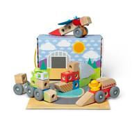 Melissa & Doug, Blockables, vehículos para unir y Jugar, Set de Juego de Bloques de construcción de Madera conectables para Mezclar y Combinar, Juguete para niños y niñas en Edad Preescolar