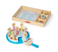 MELISSA & DOUG - Set de Juego Tarta de Cumpleaños de Madera: Tarta de Juguete para Cortar y Decorar - 6074876 - Juguetes Niños 3 Años + - Regalo Niño 3 Años + Comida de Juguete