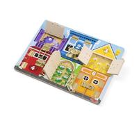 Melissa & Doug Tablero de Pestillos, Tablero Montessori Latches Board, Juguetes de desarollo, Juguete de madera, Habilidades motoras, 3+ Años, Regalo adecuado para niñas y niños