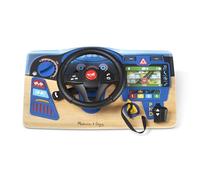 Melissa & Doug Vroom & Zoom, Montessori, Tablero de mandos interactivo con volante para niños, Juego de imitación, Juguetes de madera, 3+ Años, Regalo para niños y niñas