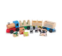 Melissa & Doug Wooden Farm Train Set - Classic Wooden Toy (3 linking cars)