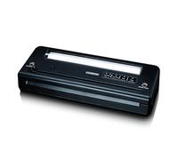 Melissa Envasadora al vacío con portarrollos - 65 kPa - Negro/Acero Inoxidable - 8,5 x 39,8 x 15,5 cm - 110 W, luz LED de control - para alimentos secos y húmedos