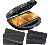 Melissa Sandwichera 3 en 1 - Tostadora de sándwich - Gofrera - Parrilla de contacto - Antiadherente y apto para lavavajillas - Pies antideslizantes - Luz indicadora - 850 W - Negro