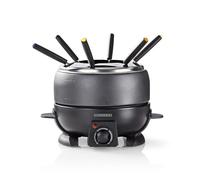Melissa Set de Fondue - Eléctrico, 2,3 L de capacidad, 800W - 6 tenedores de colores - Antiadherente - Temperatura ajustable - Asas de tacto frío - Para 6 personas