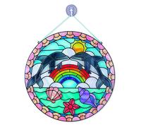 Melissa y Doug Glass Dolphin Art Kit Arts and Crafts for Kids Edad 5+ Kits Craft Kits Kits Kids Actividad Ventana Arte Arte Pegatinas de animales