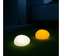 MeLiTec 2er Set Solar de Jardín LK15 Piedra ⌀ 24CM RGB, Led-Solargartenlampe