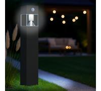 MeLiTec Solar de Jardín Redondo / Anguloso con Sensor de Movimiento, Acero Plata