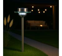 MeLiTec Solar Led-Gartenleuchte SO13, Saturn, Acero Mate, Solar-Gartenlampe