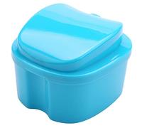 Melitt Caja de dentadura, de dentadura con colador, caja de baño para dentaduras dentales, caja de almacenamiento de dientes con cesta de red para viajes