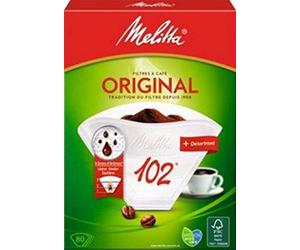 Melitta, 80 filtros de café, tamaño 102, para cafetera de filtro, 1 bolsa de descalcificador incluida, original, color marrón