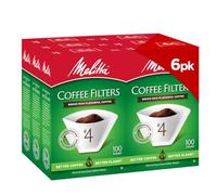 Melitta Filtros de café cónicos #4, filtros de café de papel para cafeteras eléctricas y no eléctricas, color blanco, 600 unidades (6-100 paquetes)