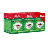 Melitta Filtros de café de cono #4, blanco, 40 unidades (paquete de 12), 480 filtros en total, se adapta a todas las cafeteras de cono de 8 a 12 tazas y vertedores, compostables, resistentes al