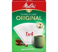 Melitta Filtros de café Original - Filtros para café aptos para cafetera de goteo, fabricados con papel AromaPor, ideales para cafeteras, con 3 zonas aromáticas, tamaño 1 x 4, 40 unidades