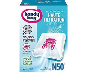Melitta Handy Bag - M50 - 4 bolsas para aspiradoras Miele, cierre hermético, filtro antialérgeno, filtro de motor