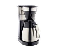 Melitta, Inox Easy Top II Therm 1023-10, Cafetera de Goteo, Jarra Térmica, Portafiltros Desmontable, Filtros 1 x 4, 1050 W, Acero Inoxidable/Negro, 1,25 litros