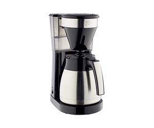 Melitta, Inox Easy Top II Therm 1023-10, Cafetera de Goteo, Jarra Térmica, Portafiltros Desmontable, Filtros 1 x 4, 1050 W, Acero Inoxidable/Negro, 1,25 litros