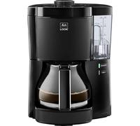Melitta Look - Cafetera de filtro con jarra de cristal y depósito de agua extraíble, programa de descalcificación, para hasta 10 tazas de café, color negro