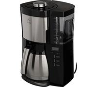 Melitta Look V Timer 1025-18 - Cafetera de goteo con jarra de acero inoxidable, cafetera de filtro con temporizador, máquina de café para 10 tazas con protección antical, negro