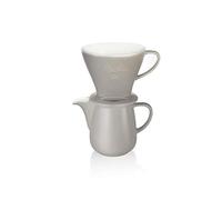 Melitta Set de Porcelana para Café Pour Over, Portafiltros 1x4 y Jarra 0,6 Litros, Gris