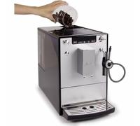 Melitta Solo&Perfect Milk E957-103, Cafetera Superautomática con Molinillo, Auto Capuchinador, 15 Bares, Café en Grano, Limpieza Automática, Personalizable, Plata
