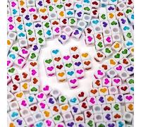 Melius 500 cuentas acrílicas de corazón para pulseras, joyería, manualidades (6 x 6 cuadrados, colores mezclados)