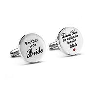 Melix Home Gemelos de acero inoxidable para hermano de la novia, con texto en inglés "Thank You for Walking Me Down The Aisle", gemelos para hermanos, regalos de boda y fiestas, 18.5mm x 2.5mm, Acero