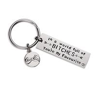 Melix Home Llavero para mejor amiga, regalo de amistad, hermanas, lindos llaveros para mejores amigas, ideas de regalo, In a World Full of Bitches You Are My Favourite, M
