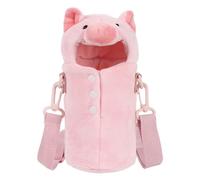 Meliyya Bolsa de transporte para botella de agua de peluche, diseño de cerdito de oso con correa ajustable, A07973-rosa cerdito (9,5 x 9,5 x 24,5 cm), 9,5*9,5*24,5cm