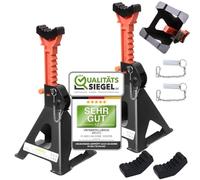 Melko 6000KG gato de apoyo INCL. pasador de seguridad y 2X almohadillas de goma para coche, gato con capacidad de 6 T, fabricado en hierro fundido, soportes para vehículos de 9 niveles de altura