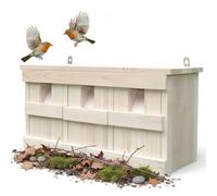Melko Casa nido para pájaros con 3 cámaras de nido y nido para pájaros, casa de gorriones, incubadora de colonias, comedero para pájaros en el jardín, nido, resistente a la intemperie