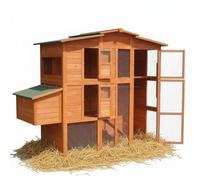 Melko Gallinero XXL de madera con cercado libre, 171 x 166 x 80 cm, incluye 4 nidos + puerta corredera