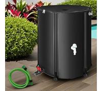 Melko Tanque de lluvia plegable con grifo, depósito de agua de lluvia de 500 l, con protección contra rebosadero, incluye manguera de agua de 2 metros con conexión barril de lluvia, resistente a la