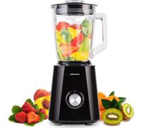 Mellerware - Batidora de vaso eléctrica 1500W. Jarra cristal 1,5L, 6 cuchillas. Tratamiento fruta, smoothie, picadora, Batidos. Picahielos. INOX. T