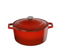 Mellerware - Cacerola de hierro fundido CUKING Heavy 22cm 3,3L | Apta para todos tipos de cocina: vitrocerámica, gas, horno, placa electrica e induccion | Antiadherente | Libre PFOA y PTFE | Roja