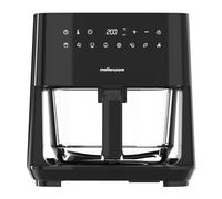 MELLERWARE - Freidora de Aire Crunchy Glass 1450W | Cestillo Cristal 4,5L | 9 Programas + Precalentar | Pantalla Táctil | Temp 80-200ºC | Temporizador 60 min | Apta Lavavajillas