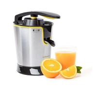 Mellerware - Exprimidor Eléctrico Profesional Juicy! 300W | Vertido Continuo | Sistema Antigoteo | 2 Filtros | 2 Conos intercambiables | Motor AC | Apto Lavavajillas | Zumos de naranjas | Amarillo