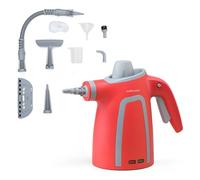 Mellerware Limpiador a Vapor de Mano Fush! | Vaporeta de Limpieza Hogar 1050W | Limpiador portátil Multiuso | Tanque 380mL | 9 Accesorios para Hogar, Baño, Cocina, Alfombra exterior (Red)