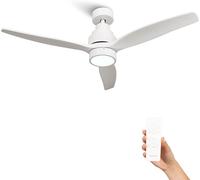 Mellerware - Ventilador de Techo con Mando a Distancia Brizy Bright | 30 W | 6 Velocidades | Ultra silencioso | 3 Aspas 132 de Diámetro | Función Verano-Invierno | Temporizador | LED | White
