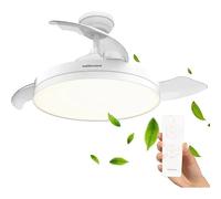 Mellerware - Ventilador de Techo Retráctil Brizy Foldable 40W 6 Velocidades 3 Aspas Motor DC Ultra silencioso Temporizador Función Verano Invierno Luz LED